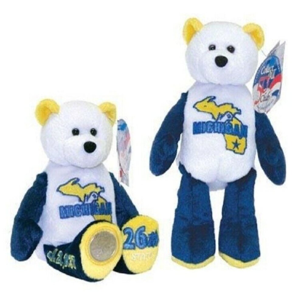 Limited Treasures Michigan State Quarter Coin Bear Stuff Plush Quarter Bear 9”